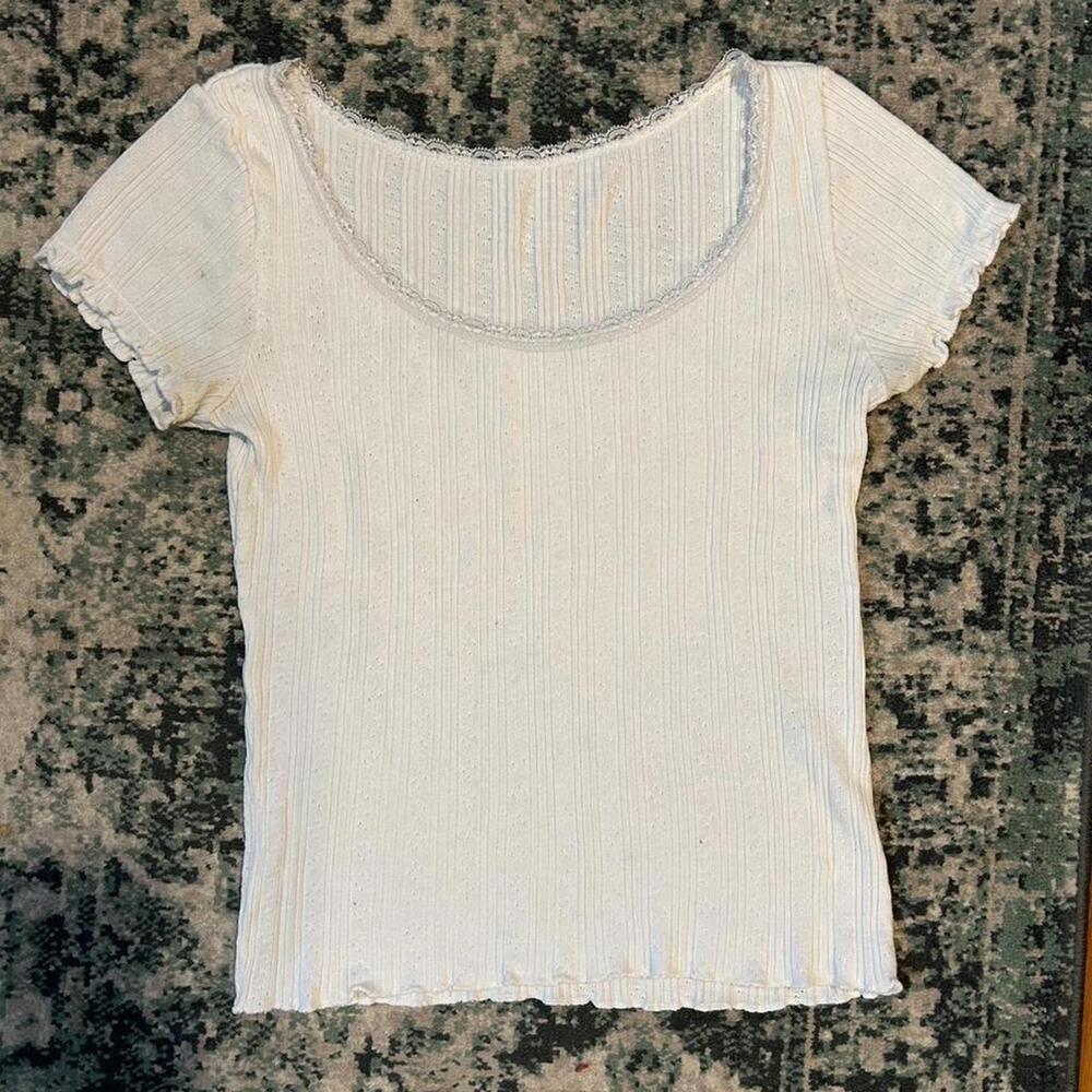 Women's White and Cream Blous